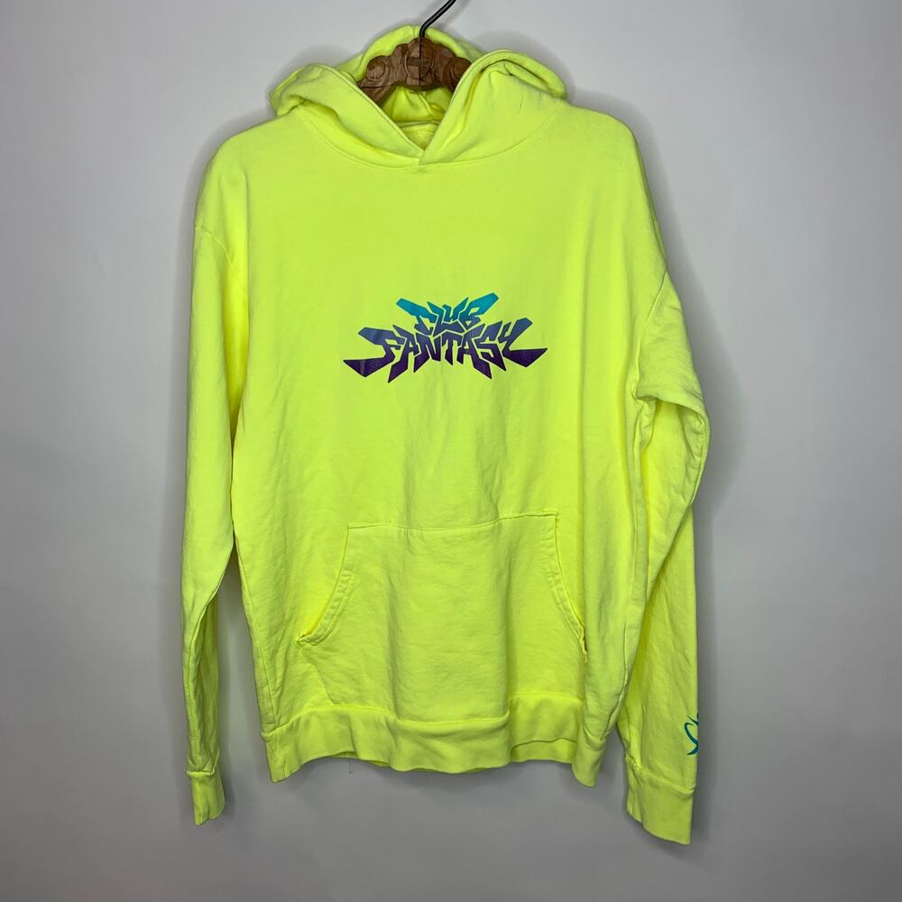 Club Fantasy Neon Yellow Starlight Heavy Cotton Hoodie Large Sweatshirt